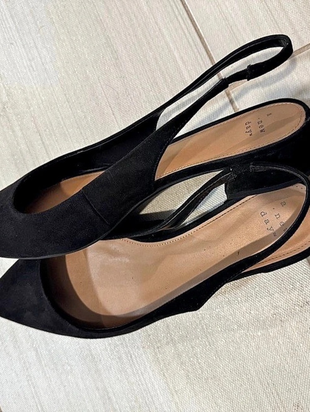 target A New Day Black Pointed-Toe Slingback Heels US 10